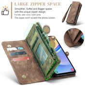 For Samsung Galaxy A15 5G CaseMe 008 Multifunctional Zipper Wallet Leather Phone Case with Lanyard(Brown)