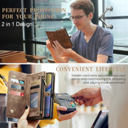 For Samsung Galaxy A15 5G CaseMe 008 Multifunctional Zipper Wallet Leather Phone Case with Lanyard(Brown)