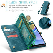 For Samsung Galaxy A15 5G CaseMe 008 Multifunctional Zipper Wallet Leather Phone Case with Lanyard(Blue)