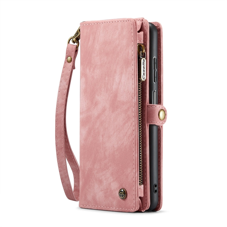 For Samsung Galaxy A15 5G CaseMe 008 Multifunctional Zipper Wallet Leather Phone Case with Lanyard(Pink)