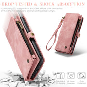 For Samsung Galaxy A15 5G CaseMe 008 Multifunctional Zipper Wallet Leather Phone Case with Lanyard(Pink)