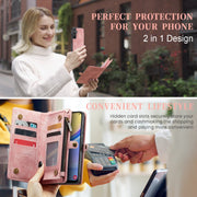 For Samsung Galaxy A15 5G CaseMe 008 Multifunctional Zipper Wallet Leather Phone Case with Lanyard(Pink)