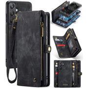 For Samsung Galaxy A25 4G CaseMe 008 Multifunctional Zipper Wallet Leather Phone Case with Lanyard(Black)