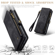 For Samsung Galaxy A25 4G CaseMe 008 Multifunctional Zipper Wallet Leather Phone Case with Lanyard(Black)