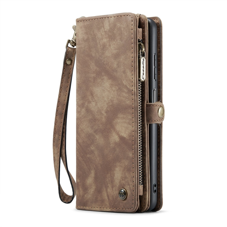 For Samsung Galaxy A25 4G CaseMe 008 Multifunctional Zipper Wallet Leather Phone Case with Lanyard(Brown)