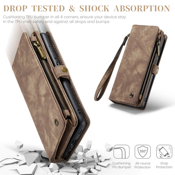 For Samsung Galaxy A25 4G CaseMe 008 Multifunctional Zipper Wallet Leather Phone Case with Lanyard(Brown)