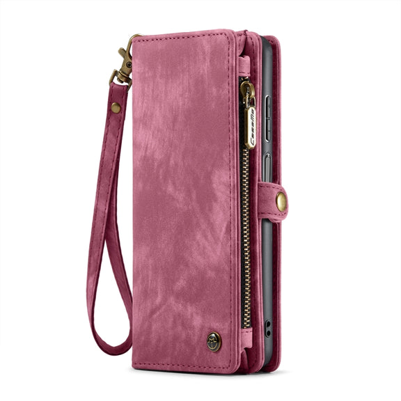 For Samsung Galaxy A25 4G CaseMe 008 Multifunctional Zipper Wallet Leather Phone Case with Lanyard(Red)