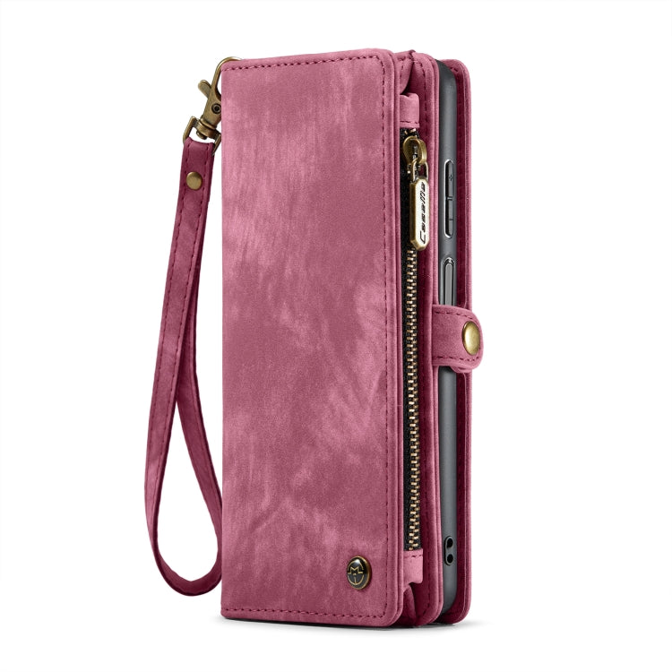 For Samsung Galaxy A25 4G CaseMe 008 Multifunctional Zipper Wallet Leather Phone Case with Lanyard(Red)