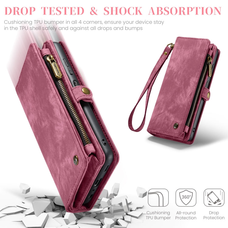 For Samsung Galaxy A25 4G CaseMe 008 Multifunctional Zipper Wallet Leather Phone Case with Lanyard(Red)