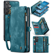 For Samsung Galaxy A25 4G CaseMe 008 Multifunctional Zipper Wallet Leather Phone Case with Lanyard(Blue)