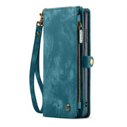 For Samsung Galaxy A25 4G CaseMe 008 Multifunctional Zipper Wallet Leather Phone Case with Lanyard(Blue)