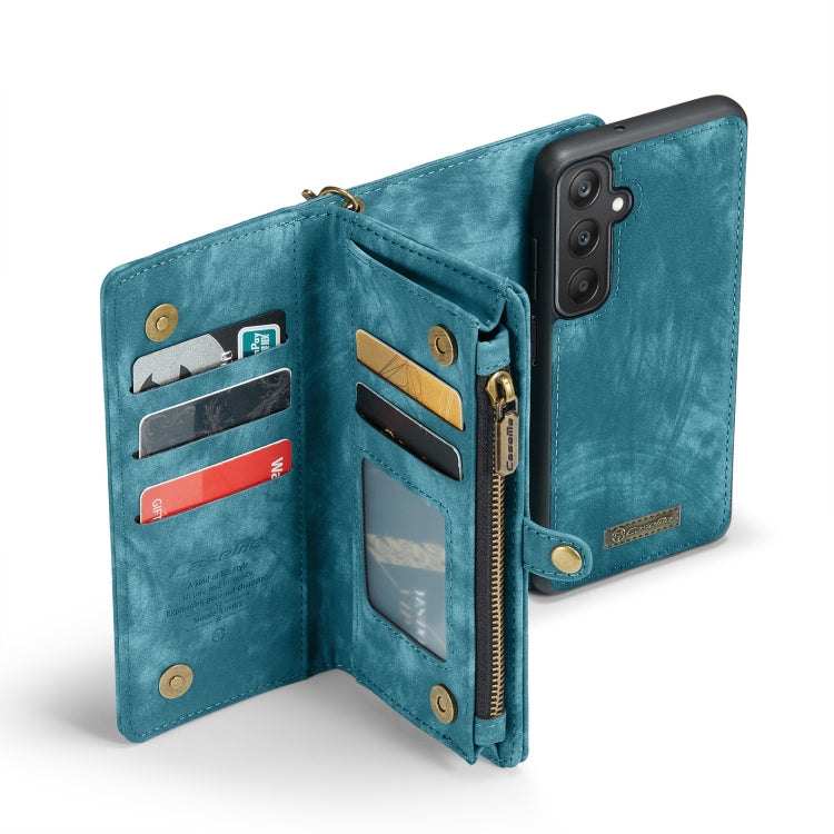 For Samsung Galaxy A25 4G CaseMe 008 Multifunctional Zipper Wallet Leather Phone Case with Lanyard(Blue)