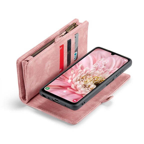 For Samsung Galaxy A25 4G CaseMe 008 Multifunctional Zipper Wallet Leather Phone Case with Lanyard(Pink)