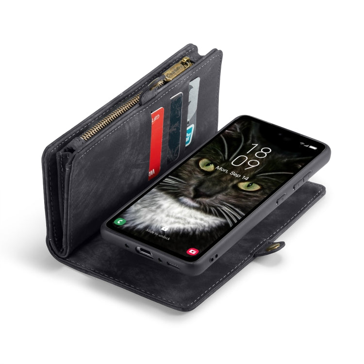 For Samsung Galaxy A35 5G CaseMe 008 Multifunctional Zipper Wallet Leather Phone Case with Lanyard(Black)