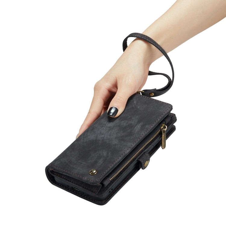 For Samsung Galaxy A35 5G CaseMe 008 Multifunctional Zipper Wallet Leather Phone Case with Lanyard(Black)