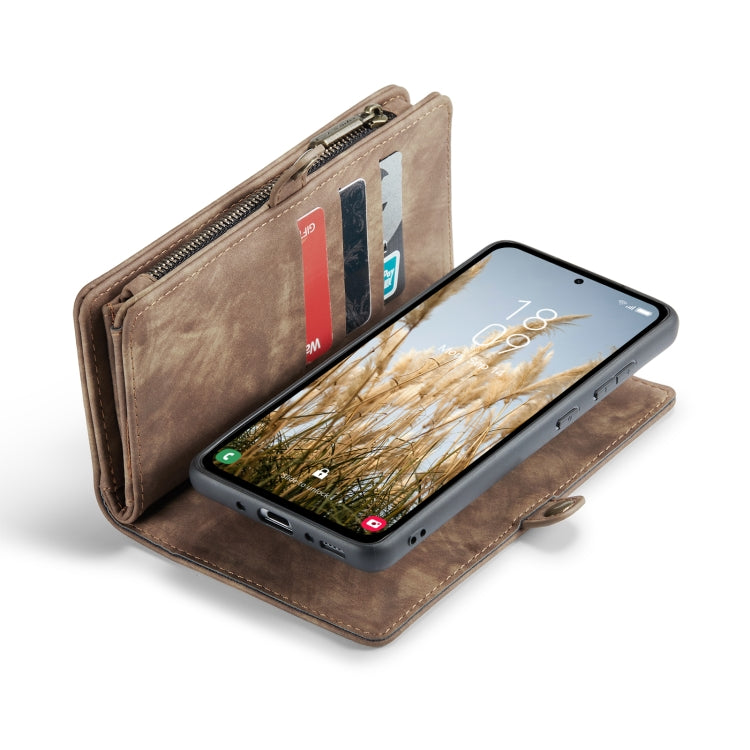 For Samsung Galaxy A35 5G CaseMe 008 Multifunctional Zipper Wallet Leather Phone Case with Lanyard(Brown)
