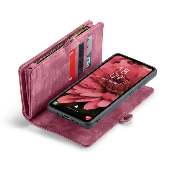 For Samsung Galaxy A35 5G CaseMe 008 Multifunctional Zipper Wallet Leather Phone Case with Lanyard(Red)