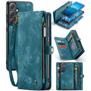For Samsung Galaxy A35 5G CaseMe 008 Multifunctional Zipper Wallet Leather Phone Case with Lanyard(Blue)
