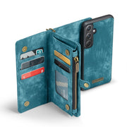For Samsung Galaxy A35 5G CaseMe 008 Multifunctional Zipper Wallet Leather Phone Case with Lanyard(Blue)
