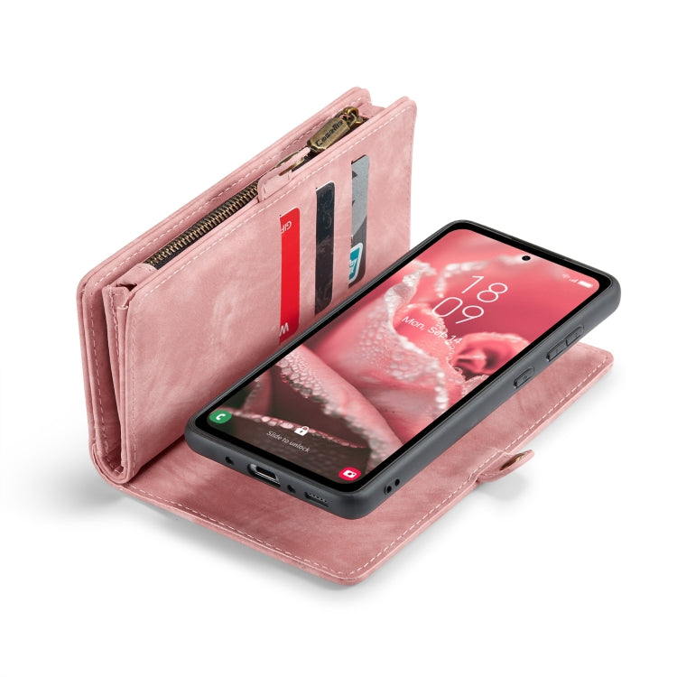 For Samsung Galaxy A35 5G CaseMe 008 Multifunctional Zipper Wallet Leather Phone Case with Lanyard(Pink)