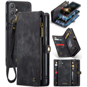 For Samsung Galaxy A55 5G CaseMe 008 Multifunctional Zipper Wallet Leather Phone Case with Lanyard(Black)