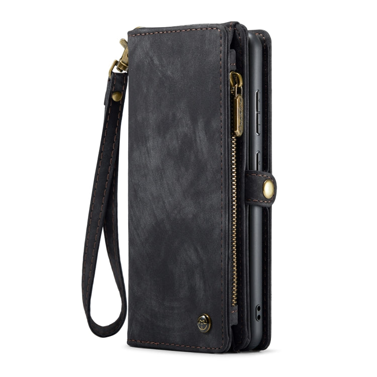 For Samsung Galaxy A55 5G CaseMe 008 Multifunctional Zipper Wallet Leather Phone Case with Lanyard(Black)