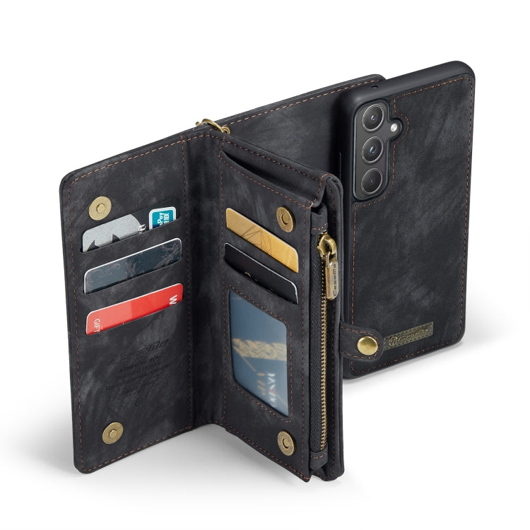 For Samsung Galaxy A55 5G CaseMe 008 Multifunctional Zipper Wallet Leather Phone Case with Lanyard(Black)