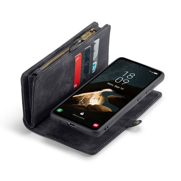 For Samsung Galaxy A55 5G CaseMe 008 Multifunctional Zipper Wallet Leather Phone Case with Lanyard(Black)