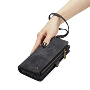 For Samsung Galaxy A55 5G CaseMe 008 Multifunctional Zipper Wallet Leather Phone Case with Lanyard(Black)