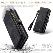 For Samsung Galaxy A55 5G CaseMe 008 Multifunctional Zipper Wallet Leather Phone Case with Lanyard(Black)