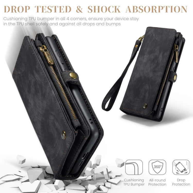 For Samsung Galaxy A55 5G CaseMe 008 Multifunctional Zipper Wallet Leather Phone Case with Lanyard(Black)