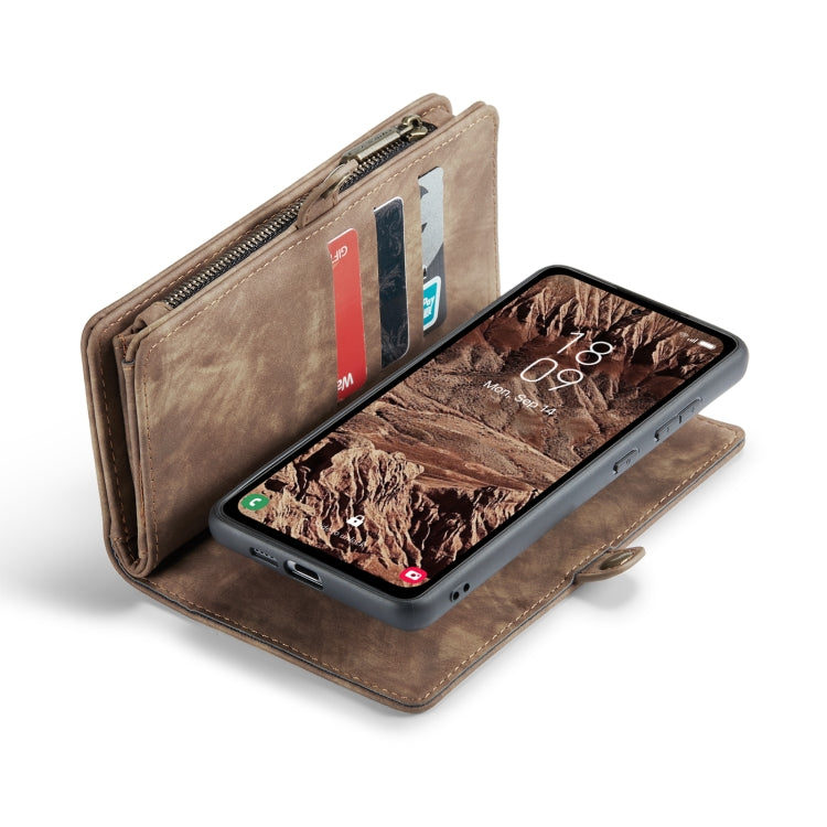For Samsung Galaxy A55 5G CaseMe 008 Multifunctional Zipper Wallet Leather Phone Case with Lanyard(Brown)