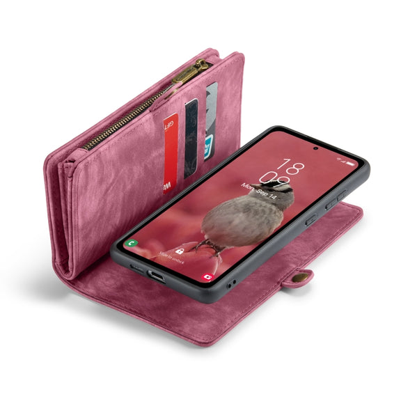 For Samsung Galaxy A55 5G CaseMe 008 Multifunctional Zipper Wallet Leather Phone Case with Lanyard(Red)