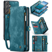 For Samsung Galaxy A55 5G CaseMe 008 Multifunctional Zipper Wallet Leather Phone Case with Lanyard(Blue)