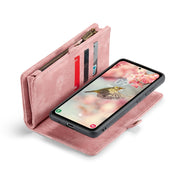 For Samsung Galaxy A55 5G CaseMe 008 Multifunctional Zipper Wallet Leather Phone Case with Lanyard(Pink)