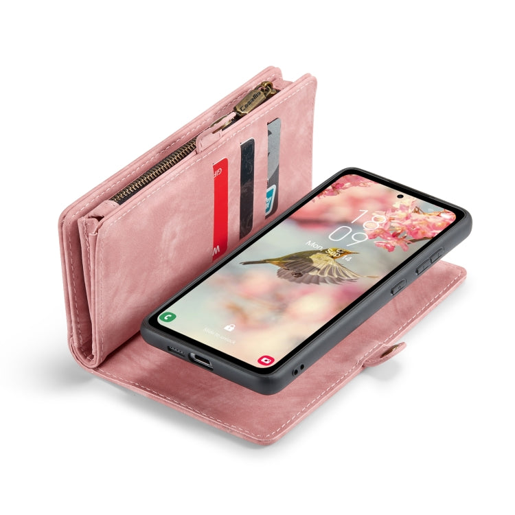 For Samsung Galaxy A55 5G CaseMe 008 Multifunctional Zipper Wallet Leather Phone Case with Lanyard(Pink)