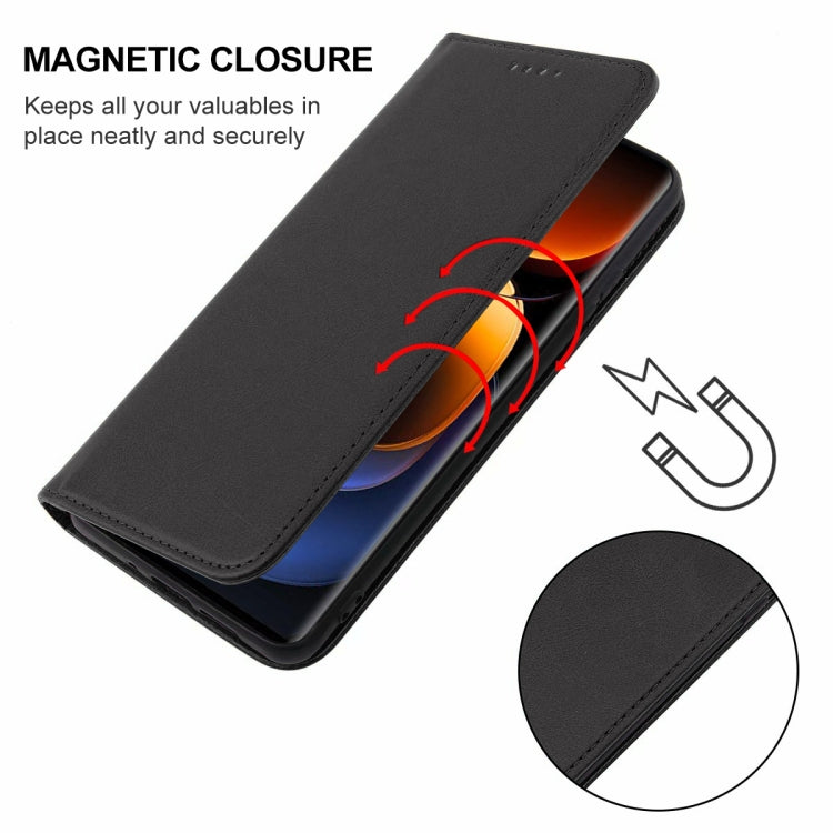 For vivo iQOO 12 Pro Magnetic Closure Leather Phone Case(Black) - iQOO 12 Pro Cases by PMC TechLife | Online Shopping South Africa | PMC TechLife | Buy Now Pay Later Mobicred
