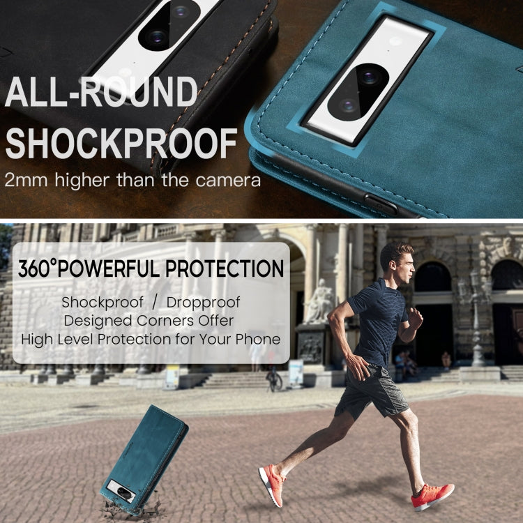 For Google Pixel 8 CaseMe 013 Multifunctional Horizontal Flip Leather Phone Case(Blue)