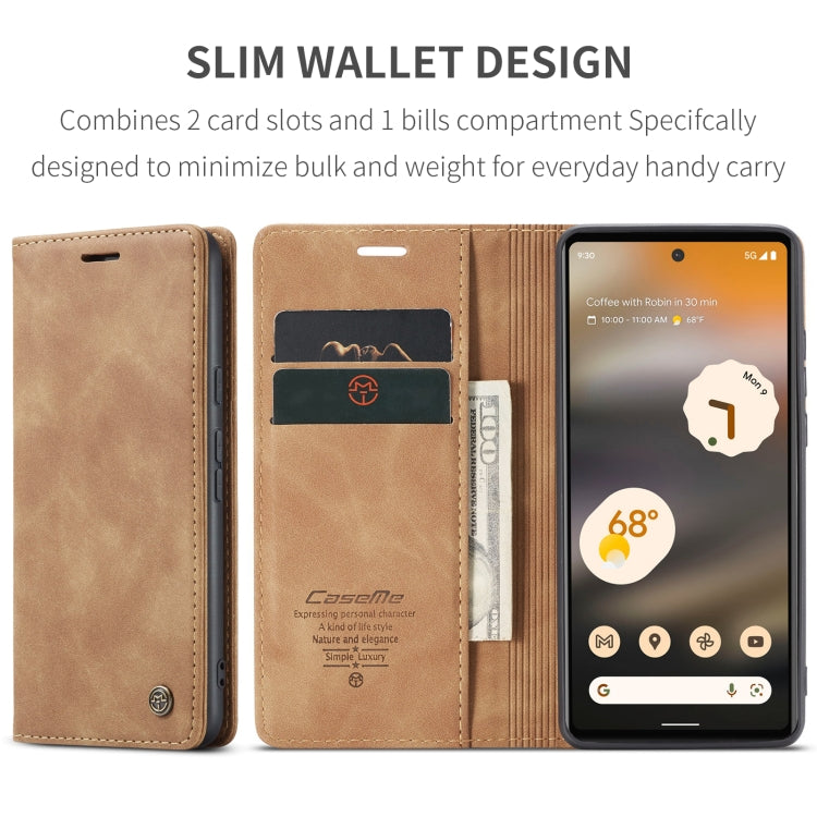 For Google Pixel 6A CaseMe 013 Multifunctional Horizontal Flip Leather Phone Case(Brown)