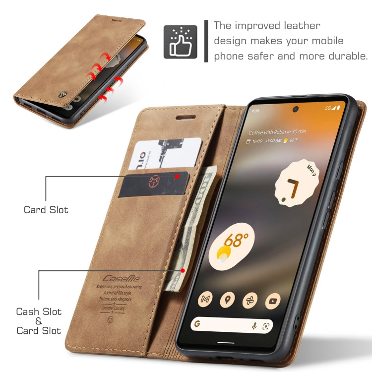 For Google Pixel 6A CaseMe 013 Multifunctional Horizontal Flip Leather Phone Case(Brown)
