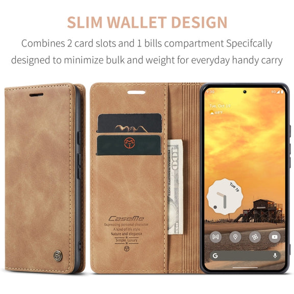 For Google Pixel 9 / 9 Pro CaseMe 013 Multifunctional Horizontal Flip Leather Phone Case(Brown)
