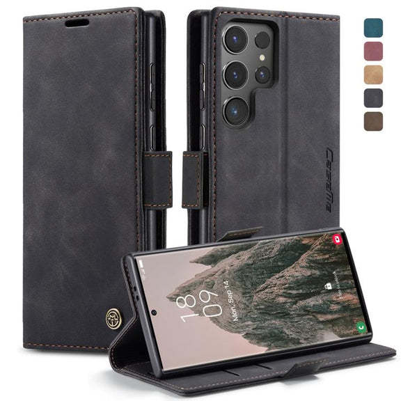 ForSamsung Galaxy S24 Ultra 5G CaseMe 013 Multifunctional Horizontal Flip Leather Phone Case(Black)