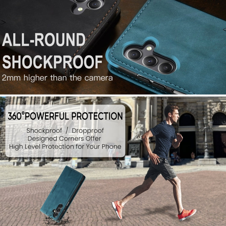 For Samsung Galaxy A25 5G CaseMe 013 Multifunctional Horizontal Flip Leather Phone Case(Blue)