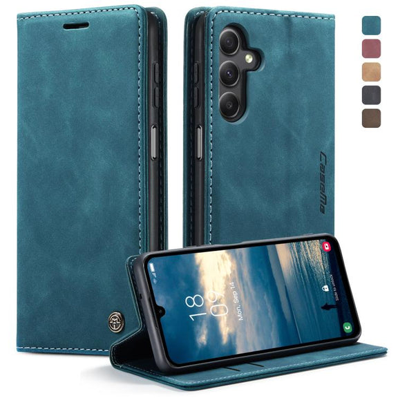For Samsung Galaxy A25 5G CaseMe 013 Multifunctional Horizontal Flip Leather Phone Case(Blue)