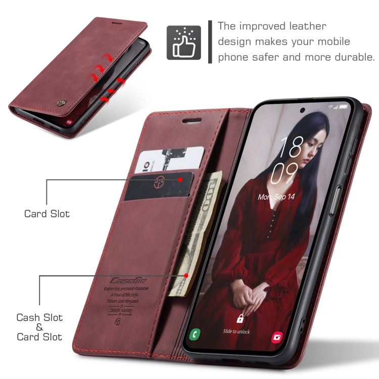 For Samsung Galaxy A55 5G CaseMe 013 Multifunctional Horizontal Flip Leather Phone Case(Wine Red)