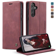 For Samsung Galaxy A55 5G CaseMe 013 Multifunctional Horizontal Flip Leather Phone Case(Wine Red)