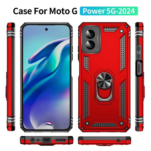 For Motorola Moto G Power 5G 2024 Shockproof TPU + PC Phone Case with Holder(Red)