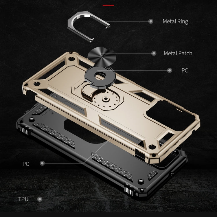 For Motorola Moto G Power 5G 2024 Shockproof TPU + PC Phone Case with Holder(Gold)