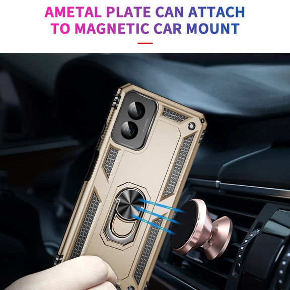 For Motorola Moto G Power 5G 2024 Shockproof TPU + PC Phone Case with Holder(Gold)