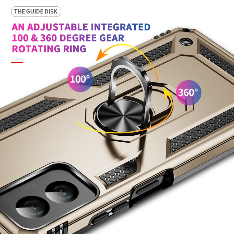 For Motorola Moto G Power 5G 2024 Shockproof TPU + PC Phone Case with Holder(Gold)